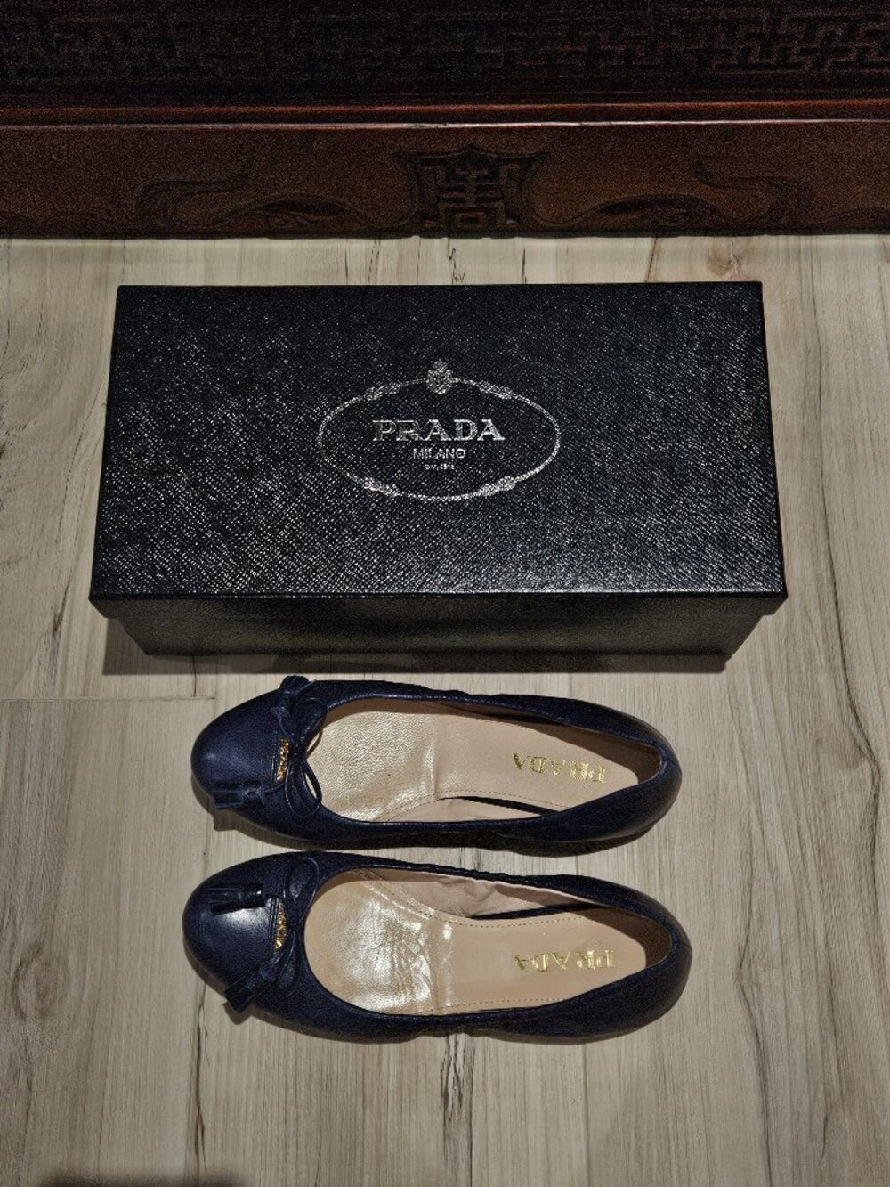 Prada Navy Blue Ballerina Flats